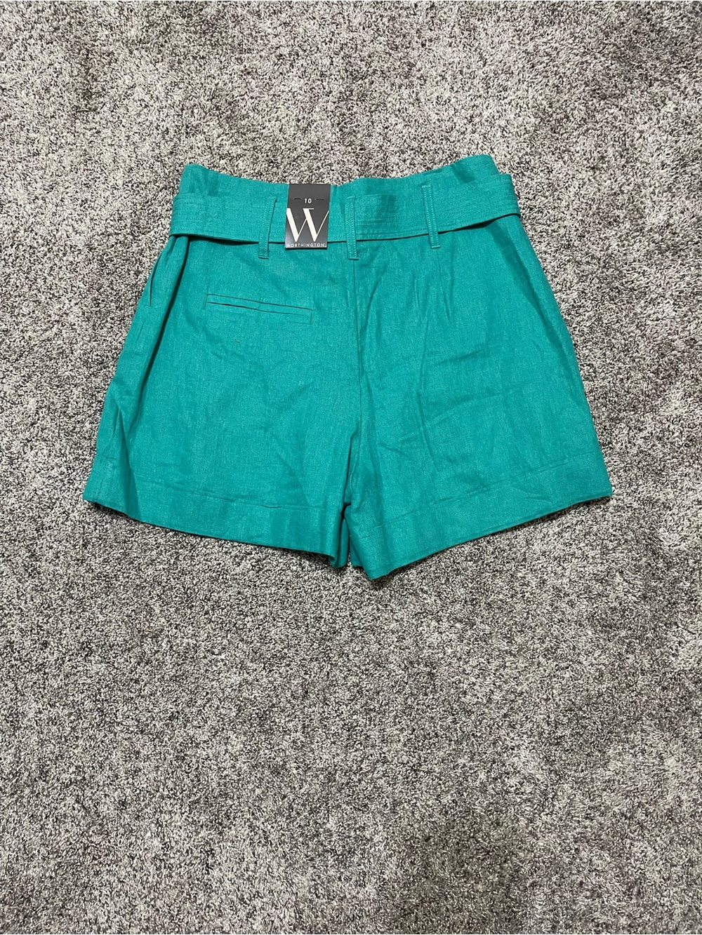 Worthington Teal High-Waist Belted Women’s Shorts - Picture 3 of 3